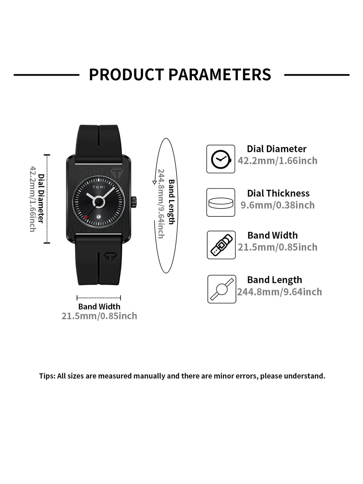 TOMI Men's Fashion Watches Quartz Watches Square Small Dial Wrist Watches Magnetic Buckle Watches Simple Leisure Watches