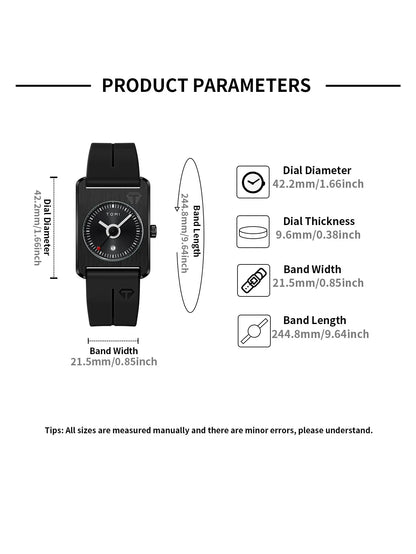 TOMI Men's Fashion Watches Quartz Watches Square Small Dial Wrist Watches Magnetic Buckle Watches Simple Leisure Watches