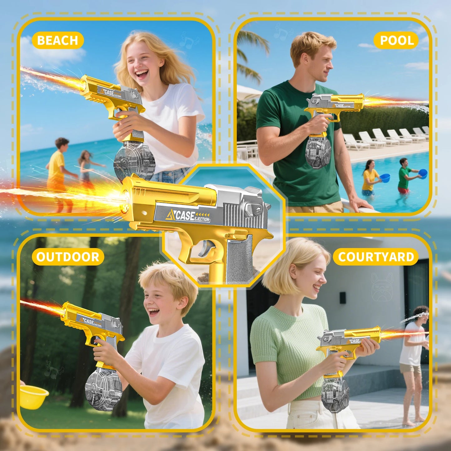 New Electric Water Gun With light Sprays Flame Effect Fully Automatic Shooting Toy Outdoor Beach Water Gun Toy Children Gift