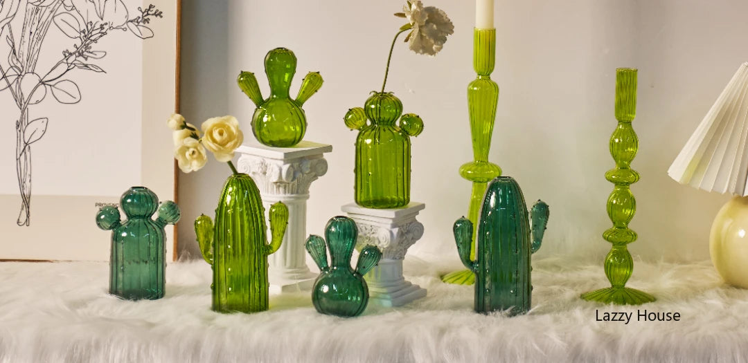 Cactus Glass Vase Hydroponic Plant Living Room Decoration Aromatherapy Bottle Flower Decor Vase Tabletop Small Vase Handicraft