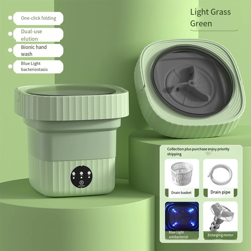 11L 6L Portable Big Capacity Washing Machine With Drain Basket For Apartment Camping Travel Underwear 110-260V Mini Washer Dryer