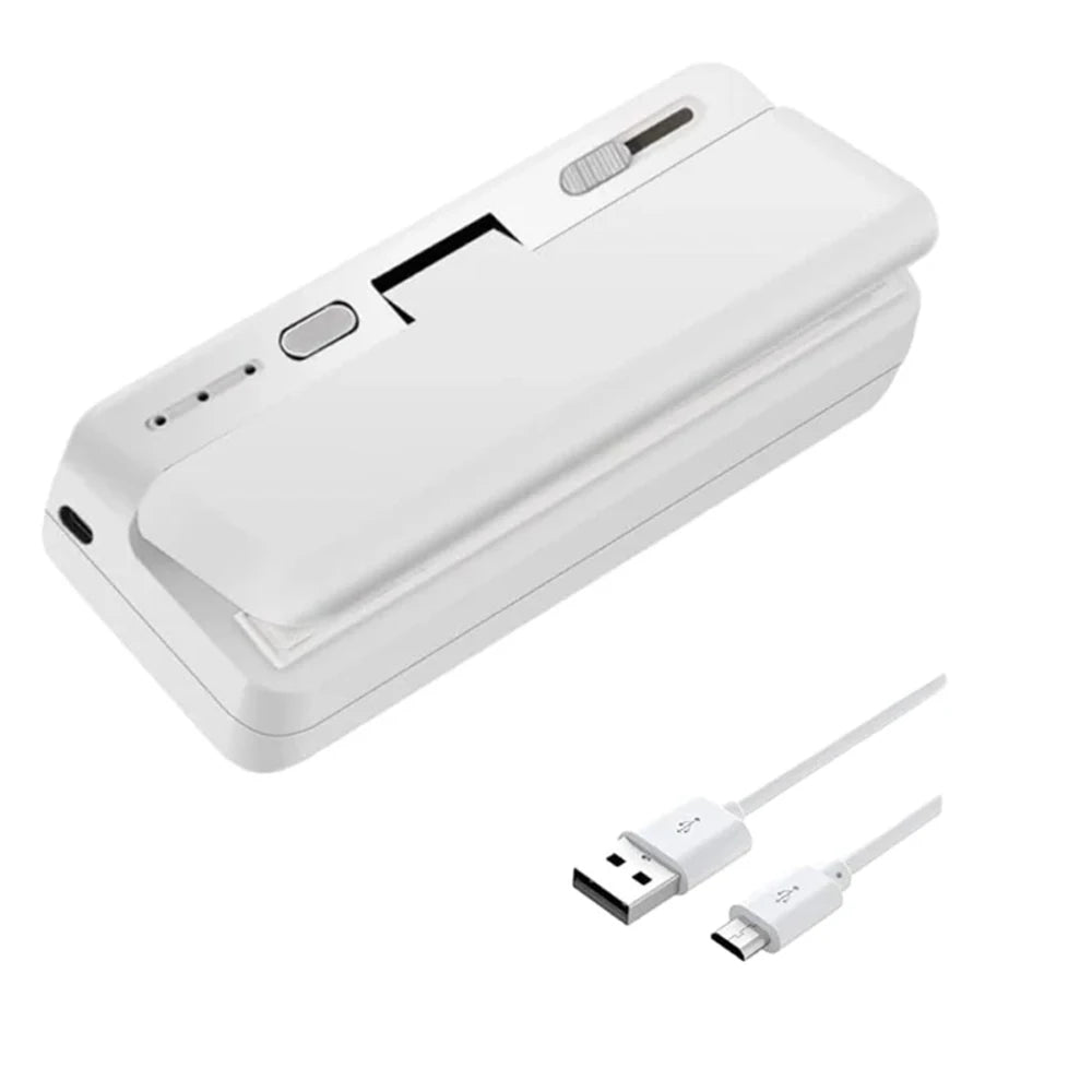 Mini sandarinimo aparatas „2in1“ plastikinių maišelių sandarinimo mašina Nešiojamas maisto pakuočių maišelių sandariklis USB įkraunamas rankinis plastikinių maišelių terminio sandarinimo aparatas