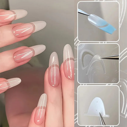 1pcs French Tip Guide Hollow Grid Nails Stencils Decals Self-Adhesive French Lines Nail Stickers Nail French Tips Guide Tools S@