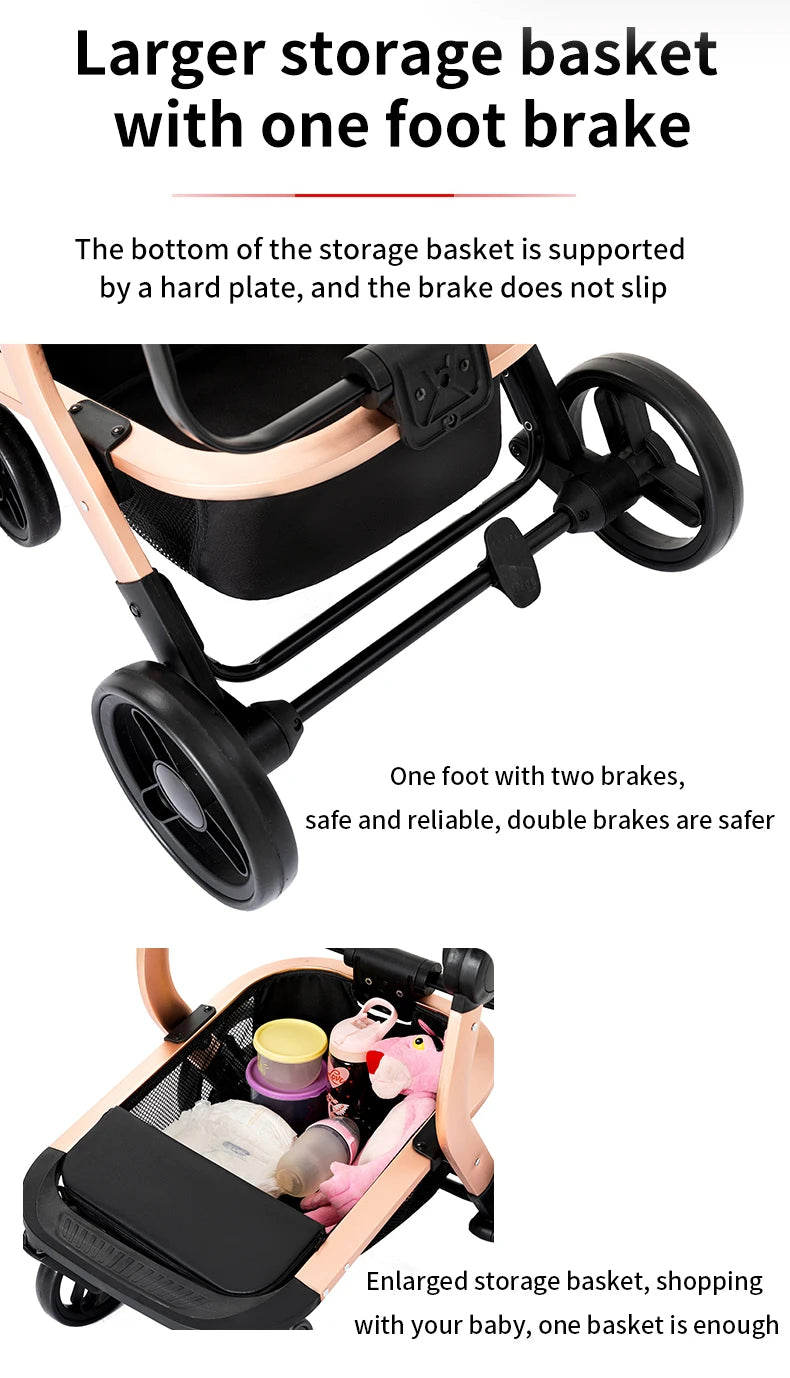 Baby pram Lightweight stroller Baby carriage PU 3in1 stroller Baby stroller 3-in-1 Baby carriage strollers for baby light carts