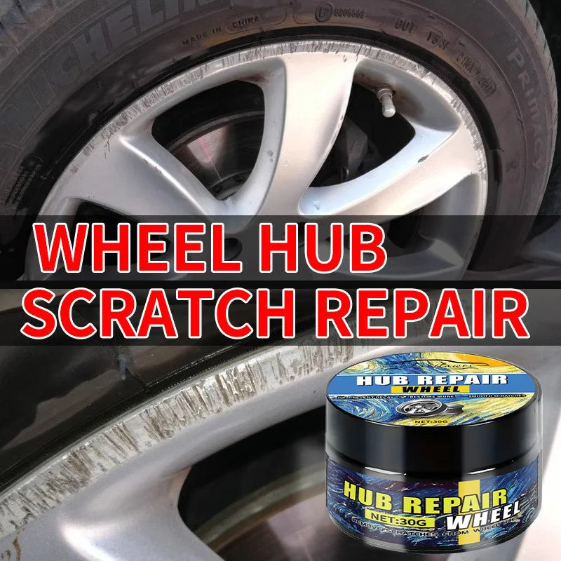 Universal Car Wheel Hub Repair Paste 30g - Scratch, Fade Removal for Aluminum Alloy & Chrome Rims, Polishing Wax for Black, Whit