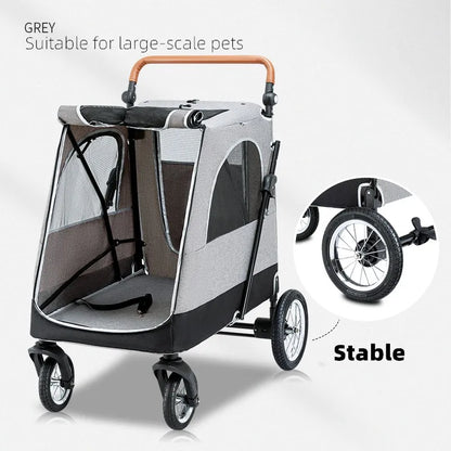 STLF(Ready to Ship) Manufacture Large Pet Stroller for Big Dog Safety Outdoor Walking Travel Foldable Trolley