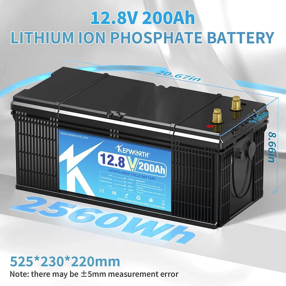 12V/24V LiFePO4 Battery with BMS - 30/50/100/120/135/300Ah for Golf Cart, Solar, RV, EV - Long Lifespan
