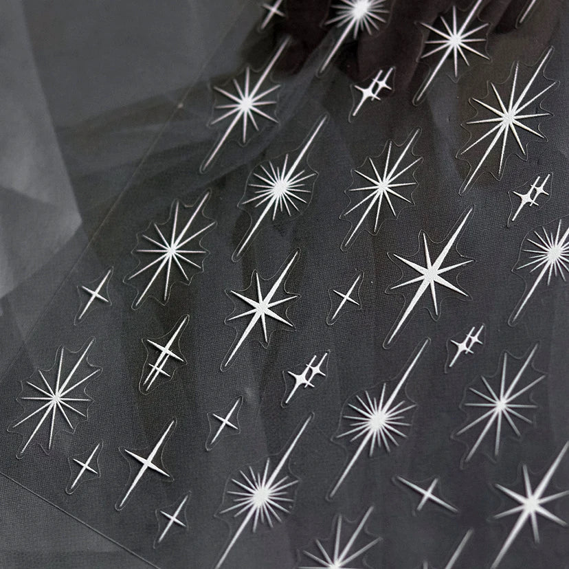 Gold Silver Starlight Laser Pink Colorful Glitter Star Bronzing Rhinestones Relief Nail Art Decorations Stickers Manicure Decals
