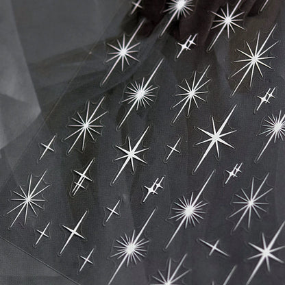 Gold Silver Starlight Laser Pink Colorful Glitter Star Bronzing Rhinestones Relief Nail Art Decorations Stickers Manicure Decals