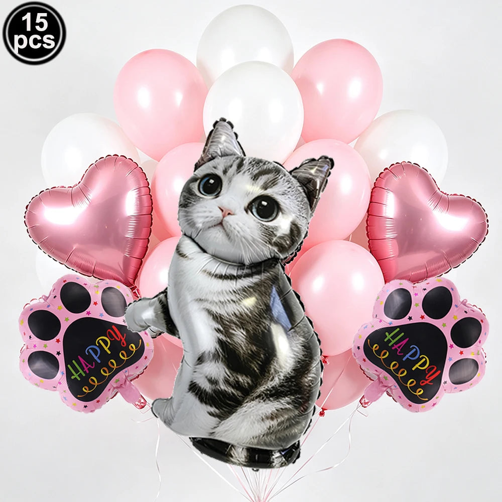 Cat Party Paper Plates Cups Napkins Party Supplies Cat Face Happy Birthday Banner Tablecloth for Cat Themed Birthday Party Decor