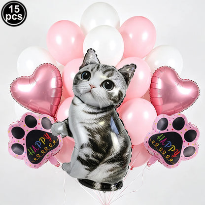 Cat Party Paper Plates Cups Napkins Party Supplies Cat Face Happy Birthday Banner Tablecloth for Cat Themed Birthday Party Decor