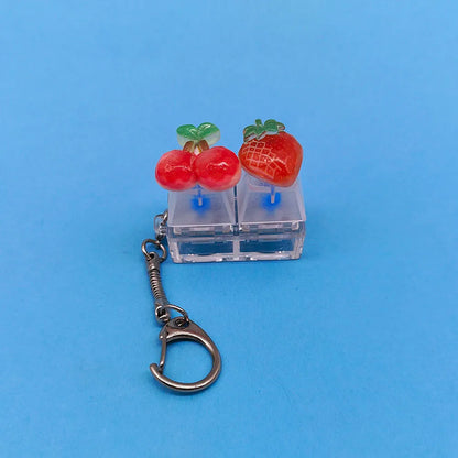 Keycap Keychain Mobile Phone Pendant Fruit Kawaii Keyring Fingertip Decompression Novelty Pop Fidget Toy Valentine Holiday Gift
