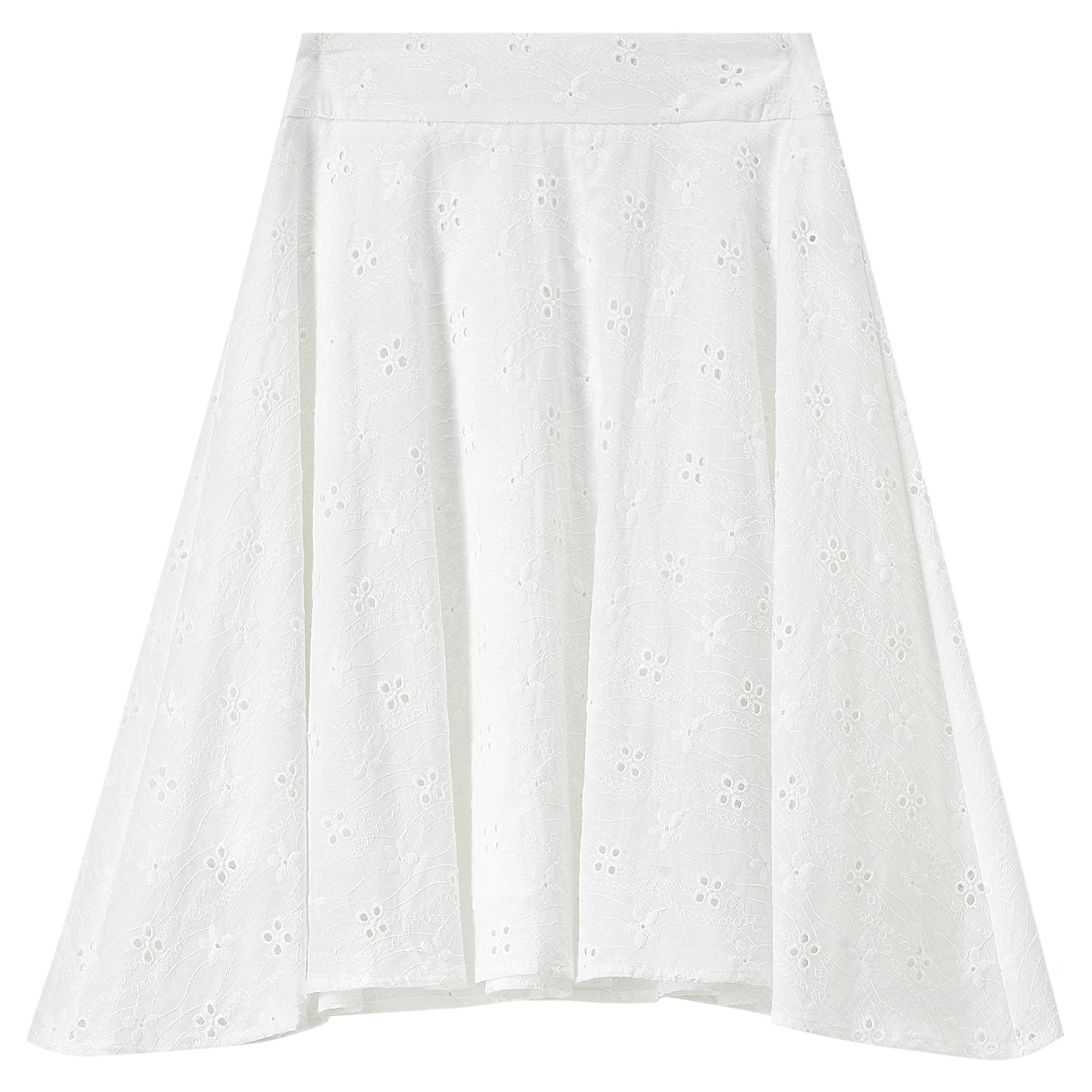 SENTUBILA Women's White Cotton Summer Skirt 2026 Woman Fashion Hollow Embroidery A-Line Short Skirt Female Clothes Q62QG7173