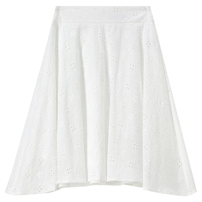 SENTUBILA Women's White Cotton Summer Skirt 2026 Woman Fashion Hollow Embroidery A-Line Short Skirt Female Clothes Q62QG7173