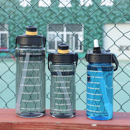 3 Liter Water Bottle with Straw 2L 1L Large Big Motivational  BPA Free School gym Sports Drinking Bottle