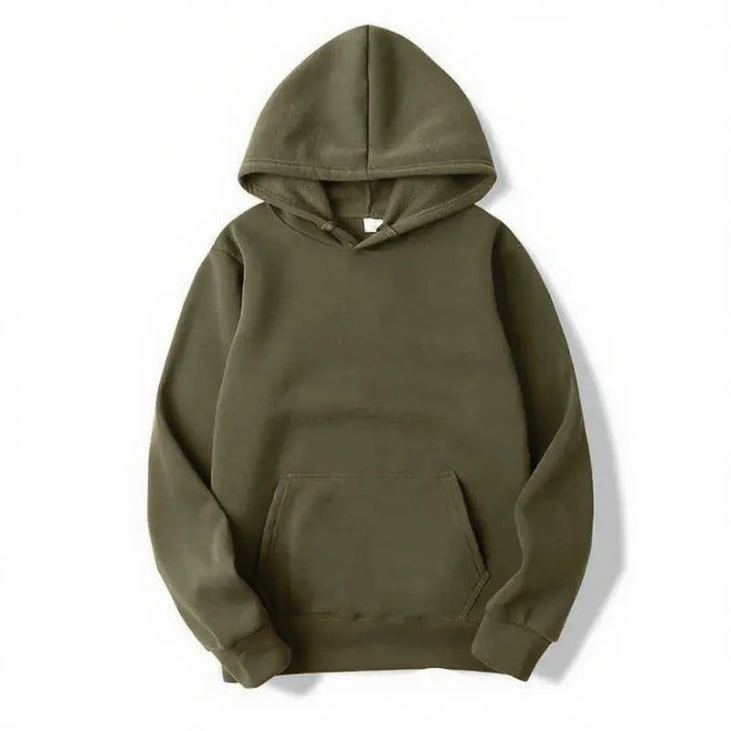 2025 Men's Solid Color Hooded Sweaters Men's Warm Wool Sweater Fashionable Street Clothing Loose  Breathable Jersey Brand Hooded