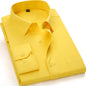 Classic Plain Men's Dress Shirt Long Sleeve Slim Fit Button Up Purple Yellow Men Business Formal Wedding Party Social Shirts