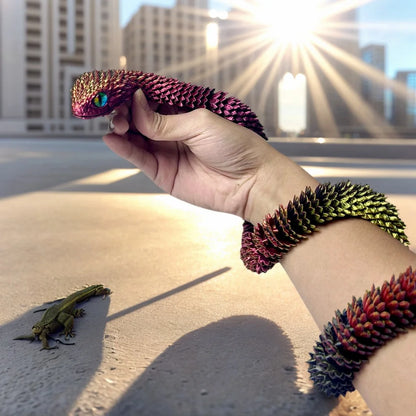 85Cm/33.46In Snake Statue Moveable Joints Animal Model Home Desktop Decoration Ornament Gift Collectible Statue