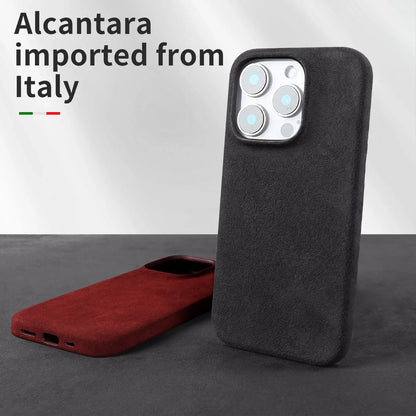 Full Coverage Magnetic Case For IPhone16 Pro 17 15 14 13 12 for ALCANTARA Magsafe Artificial Leather Supercar Suede Phone Cover