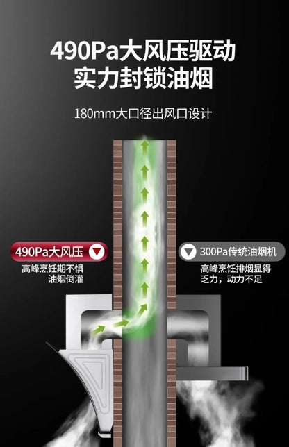 220V Haotaitai Double Motor Range Hood Kitchen Strong Suction Auto Clean Side Suction BBL