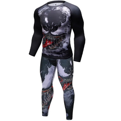 New Men Sports Jiu Jitsu BJJ Suit Gym Fitness Compression Clothes Running Jogging Sport Wear Exercise Workout Rashguard Tights
