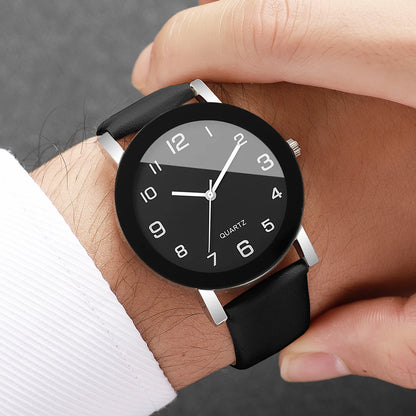 1/2PCS Fashion Couple's Watches Leather Strap Wristwatch Men Women Casual Arabic Dial Quartz Watches (Without Box)