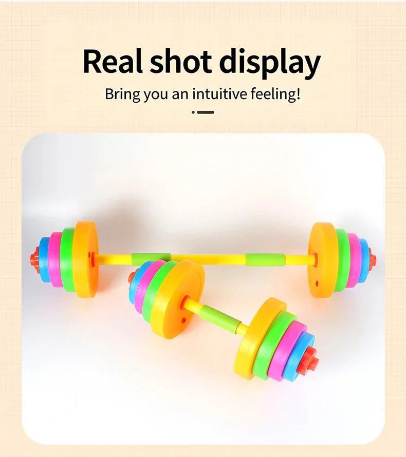 Adjustable Kids Dumbbell Barbell Set Indoor Outdoor Fitness Equipment Parent-Child Sports Toy Toddler Boy Girl Birthday Gifts