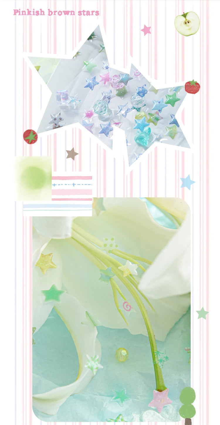 4 Designs Candy Star Series Lovely Five Point Star Theme Resin Stickers for Scrapbooking DIY Frame Collage Decoration