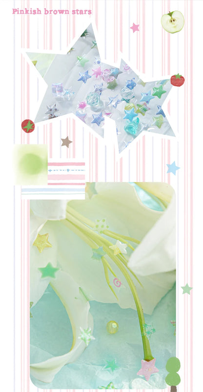4 Designs Candy Star Series Lovely Five Point Star Theme Resin Stickers for Scrapbooking DIY Frame Collage Decoration