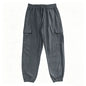 Men's Cotton Linen Blend Cargo Jogger Pants Elastic Waist Drawstring Multi Pockets Casual Breathable Streetwear Trousers for Men