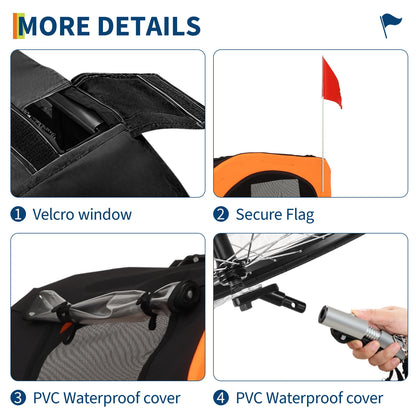 Heavy Duty 2-in-1 Dog Bike Trailer & Jogging Stroller for Medium/Large Dogs - 88 Lb/40 kg, Ventilated Waterproof Cabin, Collapsible Steel Frame, Quick-Release Wheels, All-purpose Hitch (20-29' Bikes)