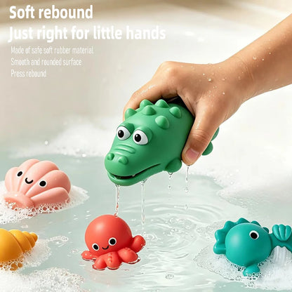 Frog Net Fishing Bath Toy Baby Floating Turtle Animal Squeeze Squeaky Pool Summer Splashing Water Toy Gift