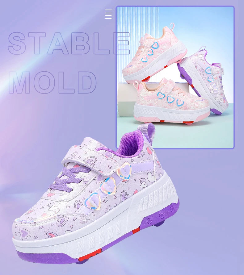 Roller Skate Shoes Kids Sneakers With Wheels Children Roller Skates Fashion Outdoor Sports Shoes Girls Boys Gifts Breathable New