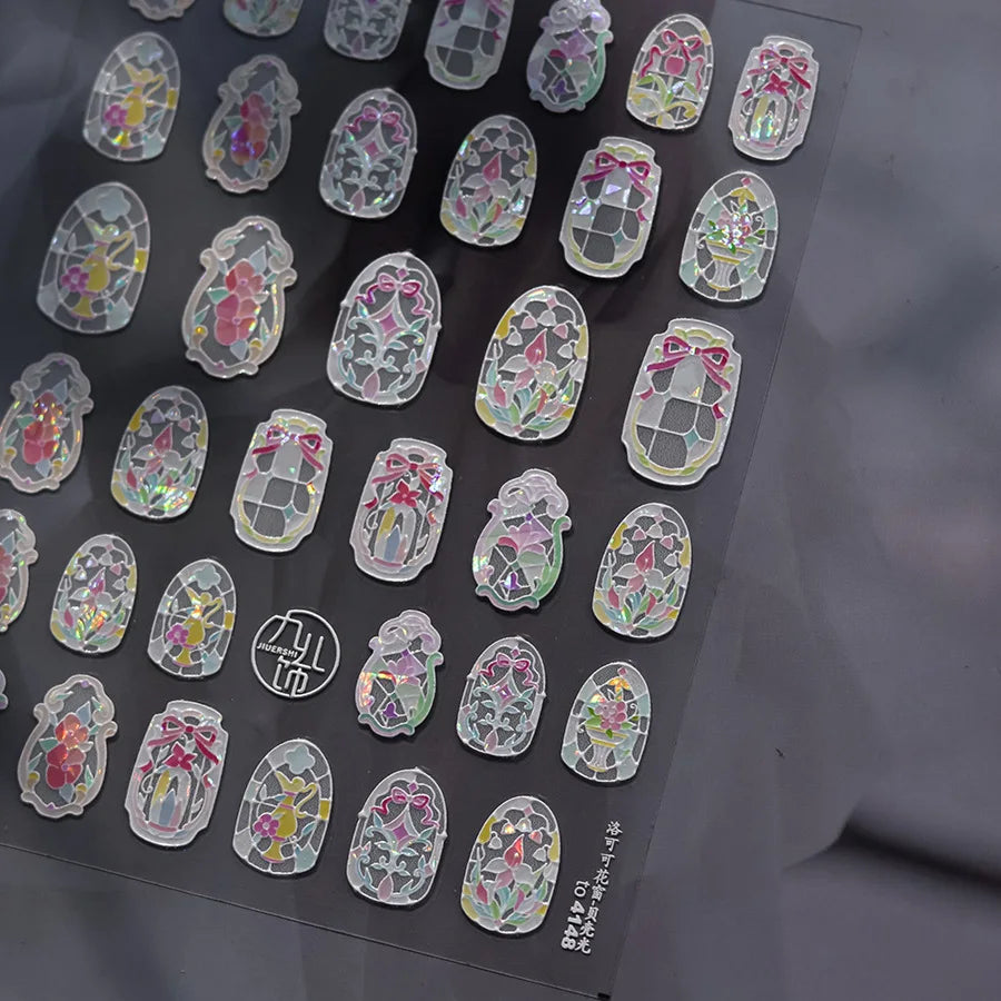 Wild Daisy Crystal Diamond Nail Sticker 5D Adhesive Flower Trendy Nail Art Stickers DIY Nail Art Decorations 3D Manicure Decals