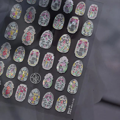 Wild Daisy Crystal Diamond Nail Sticker 5D Adhesive Flower Trendy Nail Art Stickers DIY Nail Art Decorations 3D Manicure Decals