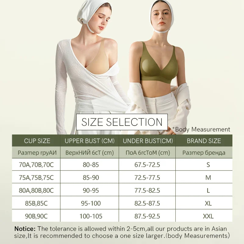 SUJIIN Sexy Seamless Wireless Bras for Women Push Up Padded Soft Support Invisible Lift V Neck Bralette Smooth Bra Female MX208