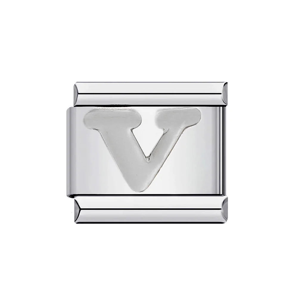 26 English A-Z Letter Name Custom 9mm Link Charms Silver Color Italian Stainless Steel Bracelet DIY Jewelry Making Hand Chain