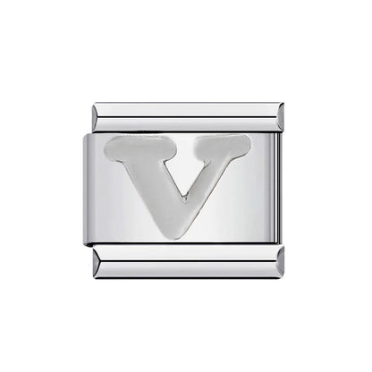 26 English A-Z Letter Name Custom 9mm Link Charms Silver Color Italian Stainless Steel Bracelet DIY Jewelry Making Hand Chain