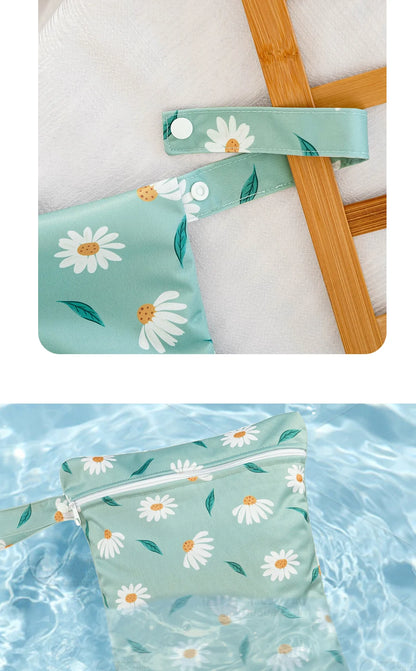 Elinfant 3PCS Portable Wet Dry Bag For Swimsuits,Waterproof Diaper Bags For Cloth Diapers,Washable Reusable Storage Bag