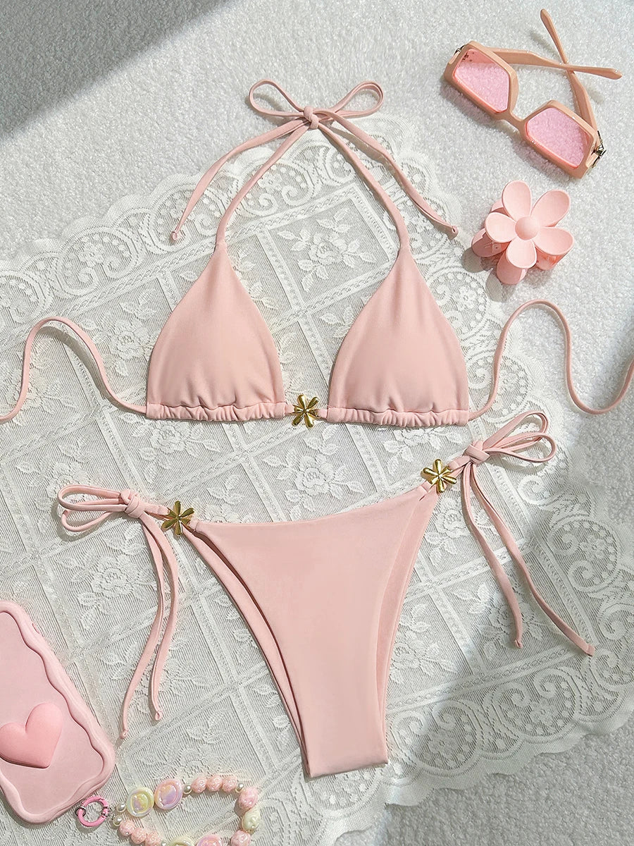 Micro Bikinis Sexy Women Swimsuit Swimwear 2026 Push Up Bikini Set String Bathing Suit Halter Beachwear Brazilian Biquini Female