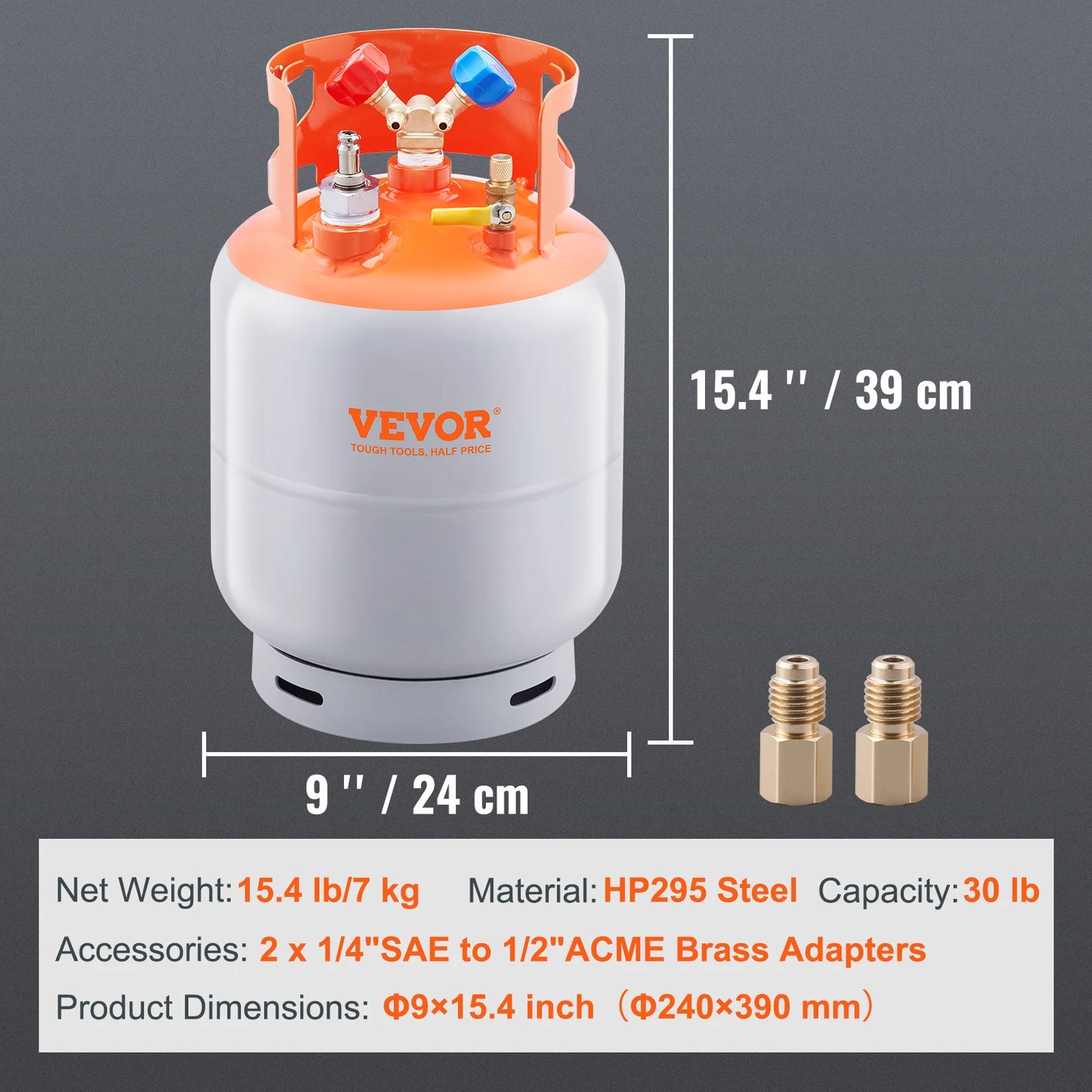 SucceBuy 30 lbs Refrigerant Recovery Tank with Float Switch Reusable AC Recovery Tank HVAC for All Refrigerant Prevent Overflow