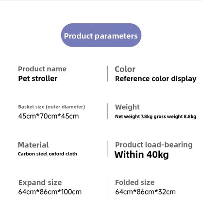Medium Large Senior Dog Multifunction Pet Stroller Outdoor Travel Portable Foldable Stroller for Dog Pet Trolley Pet Stroller