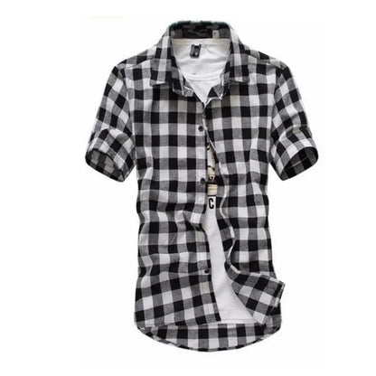 Red And Black Plaid Shirt Men Shirts 2026 New Summer Fashion Chemise Homme Mens Checkered Shirts Short Sleeve Shirt Men Blouse