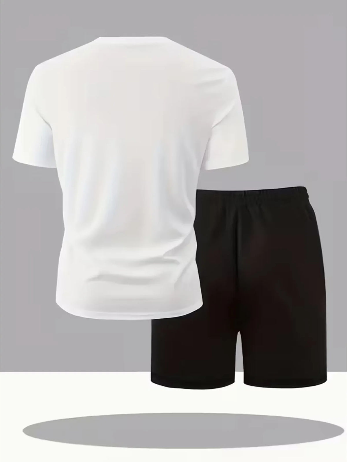 Men Fashion Print Two Piece Set Breathable Crew Neck Short Sleeve T-shirt Casual Sports Shorts Summer Outfit