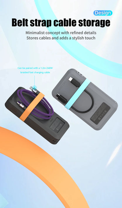SIKAI Silicone Case For CUKTECH No.15 AIR 100W Portable Power Bank 15000mAh Travel Design with Data Cable Storage