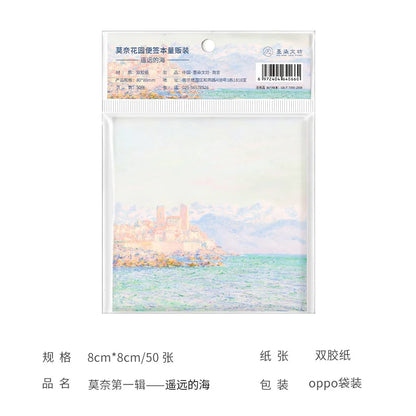 Painting Memo Pad Monet Van Gogh No-sticky Note Decal Scrapbooking DIY Notepad Diary Stationery School Supplies
