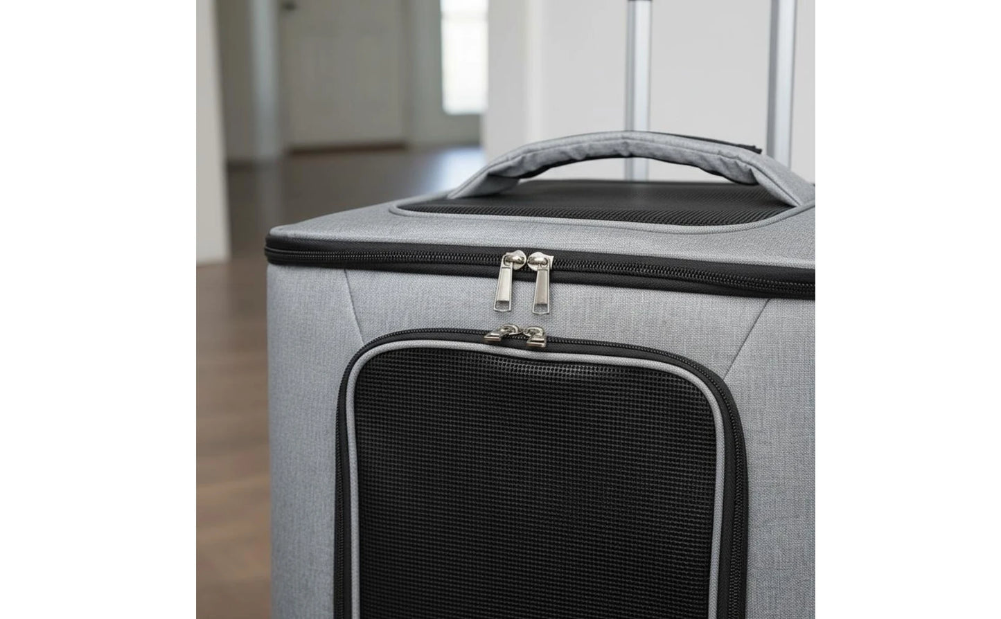 Rolling Pet Carrier Quiet Wheels Feline Carrier Suitcase Feline Travel Bag Large Capacity Portable for Outdoor