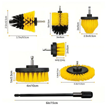 Nylon Round Cleaning Brush Set for Electric Drill High-Density Bristle Carpet And Glass Cleaning Tool Kit.