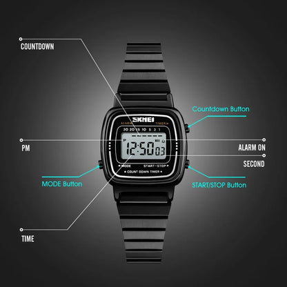 SKMEI 1901 Luxury Women Watches Small Dial Digital Chrono Calendar Watch Waterproof Ladies Wristwatch Clock Montre femme 1620