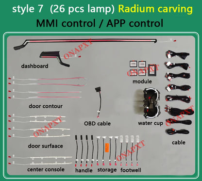 LED For Audi A4 S4 A5 S5 B9 2016-2023 Center Console Dashboard Ambient Light Strip Decorative Cover Lift Tweeter Speaker Lamp